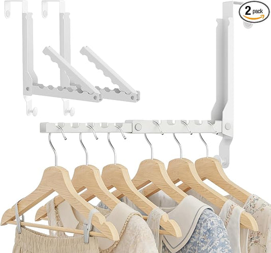 2 Pack Over The Door Hooks, Extended Over The Door Clothes Hanger with 11 Ridges,Space-Saving Over The Door Rack Door Hooks for Hanging Clothes,Larger Capacity Over The Door Hanger,Upgraded version.