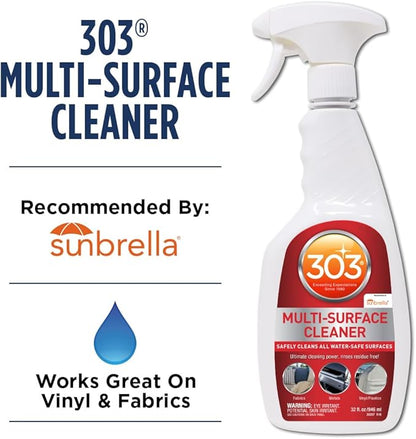 303 Products Multi-Surface Cleaner Spray 16 oz Bundle with Microfiber Towels, Residue-Free Cleaning for Vinyl, Fabric, Plastic & More – Safe on All Water-Safe Surfaces, Sunbrella Recommended