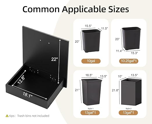 ZIFTY Pull Out Trash Can Cabinet for Double 7 Gallon or 13 Gallon Bin, Freestanding Kitchen Trash Bin Cabinet with Drawer, Pet Proof Hidden Garbage & Recycling Storage for Laundry & Living Room, Black