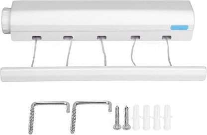 Pissente Retractable Clothesline Kit for Indoor Outdoor Use, Telescopic Wall Mounted Drying Rope Hanger for Bathroom Balcony Kitchen Laundry