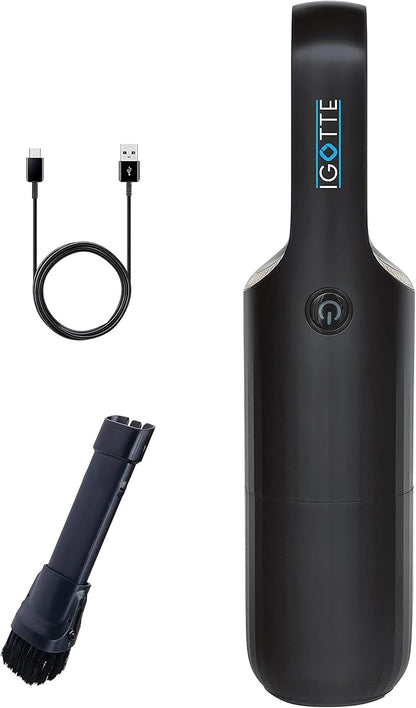 Portable Hand Vacuum Cleaner Handheld Cordless Cleaner for Pet Hair Dirt Home Dust, Car Interior, Lightweight, Easy to Use, Compact Design Battery Rechargeable with USB-C Cable (Black Color)