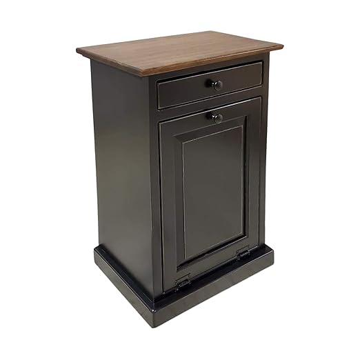 Peaceful Classics Tilt Out Trash Cabinet - Wooden Pull Out Cabinet, Decorative Trash Bin for Kitchen, Bedroom, & Home Patio (Black)