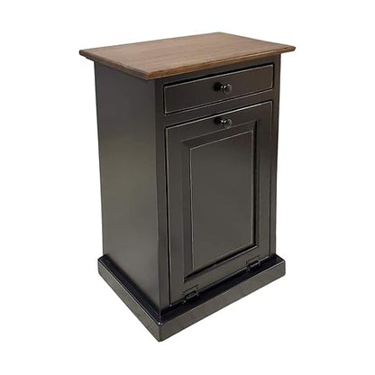 Peaceful Classics Tilt Out Trash Cabinet - Wooden Pull Out Cabinet, Decorative Trash Bin for Kitchen, Bedroom, & Home Patio (Black)