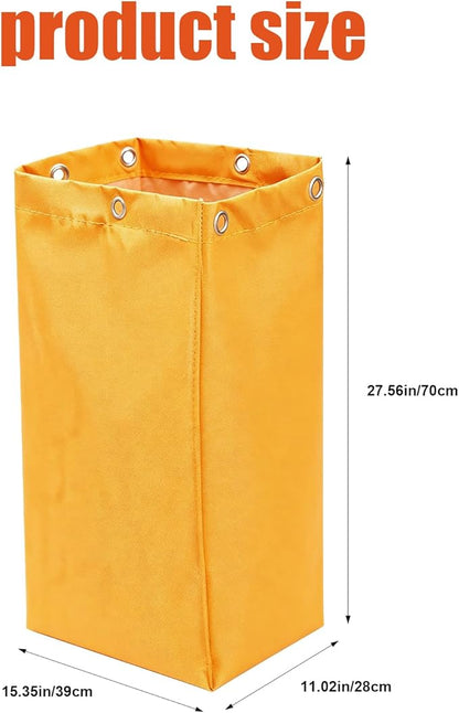 Replacement Janitorial Cleaning Cart Bag: Commercial Products 23 Gallon Industrial Janitorial Vinyl Cart Bag with 6 Brass Grommets - Size 16 x 11 x 27inches (Yellow)