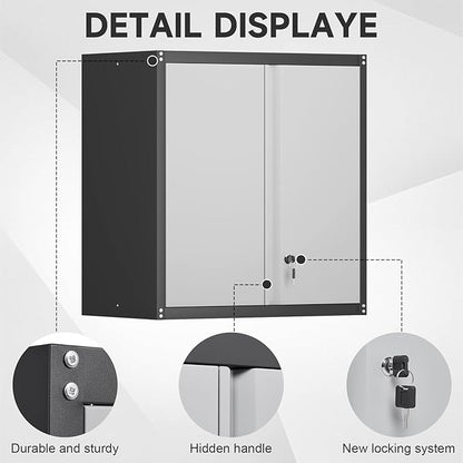Garage Storage Cabinet,Locking Wall Cabinet with Adjustable Shelf,Wall Cabinets for Basement,Shop,School,Grey-Black