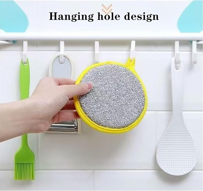 Multipurpose Wire Dishwashing Rag,5 PCS Dishwashing Sponge Wire Dishcloth Double Layer Wire Dish Cleaning Cloths Sponge Scrubber for Household Kitchen Supplies
