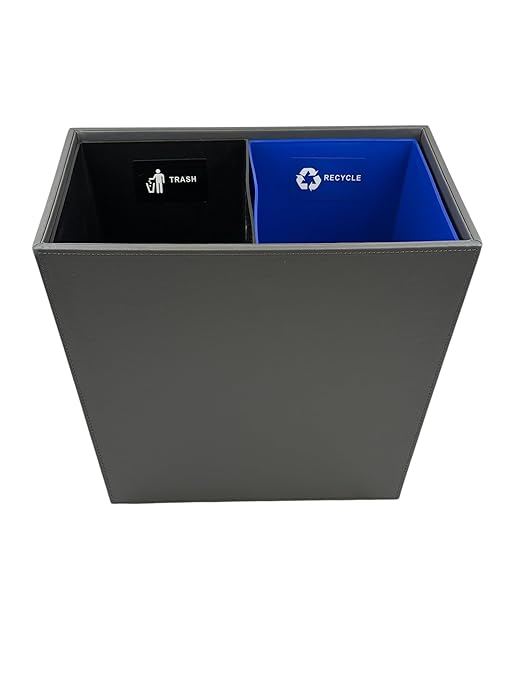 Dual Chamber Recycling & Trash Waste Bin 14.5" x 9" x 12" 22.5 Quarts (Gray)