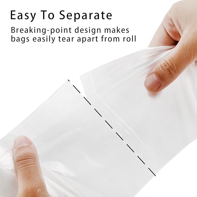 Tebery 300 Counts 8 Gallon Clear Small Garbage Bags Trash Bags, Wastebasket Bin Liners for Bathroom Bedroom Office Trash Can, 6 Rolls