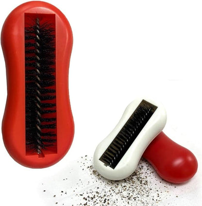 Table Crumb Sweeper 1 Pack White or Red 5.5" X 2.75" Inches Cleanning Brush Reusable Handheld Crumb Sweeper Nutshell Soft Bristles Debris Collector for Table Mat Bed Cleaner Rolling Portable Vacuum