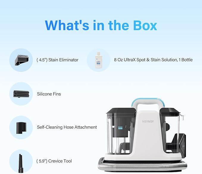 Upholstery Cleaner Machine & Carpet Cleaner | Portable Spot Cleaner with Strong Suction and Scrubbing Brush for Pet Stains, Spills on Couches, Rugs, Mattresses, Car Interiors (Standard Edition)