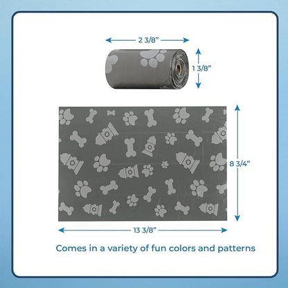 Best Pet Supplies Dog Poop Bags for Waste Refuse Cleanup, Doggy Roll Replacements for Outdoor Puppy Walking and Travel, Leak Proof and Tear Resistant, Thick Plastic - Gray, 150 Bags