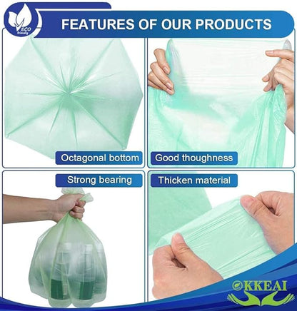 OKKEAI 120 Counts Garbage Bags 3 Gallon/10 Liter- Smal Trash Bags for Bathroom Wastebasket Liners Kitchen,Office,Light Green Fit 10L 2,3,4Gal
