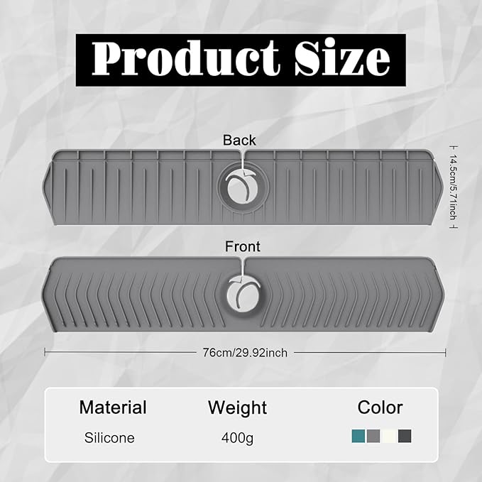30 Inch Silicone Kitchen Sink Faucet Mat, Adjustable Waterproof Splash Guard Draining Mat Keep Countertops Dry (Green)