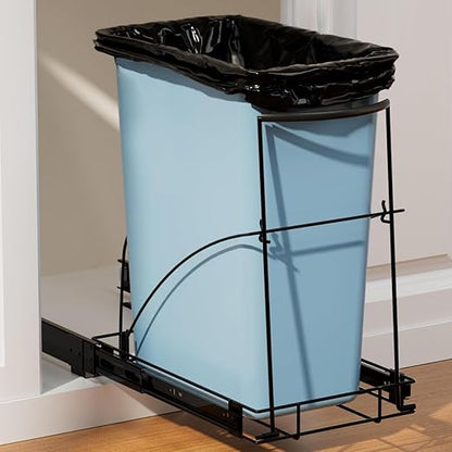 Tanamu Pull Out Trash Can Under Cabinet & Under Sink Garbage Can Pull Out，Heavy Duty Cabinet Organizer Roll Out Kit，Requires 13" W X 18" D Minimum Cabinets， Black Finish， (Waste Bin Not Included)