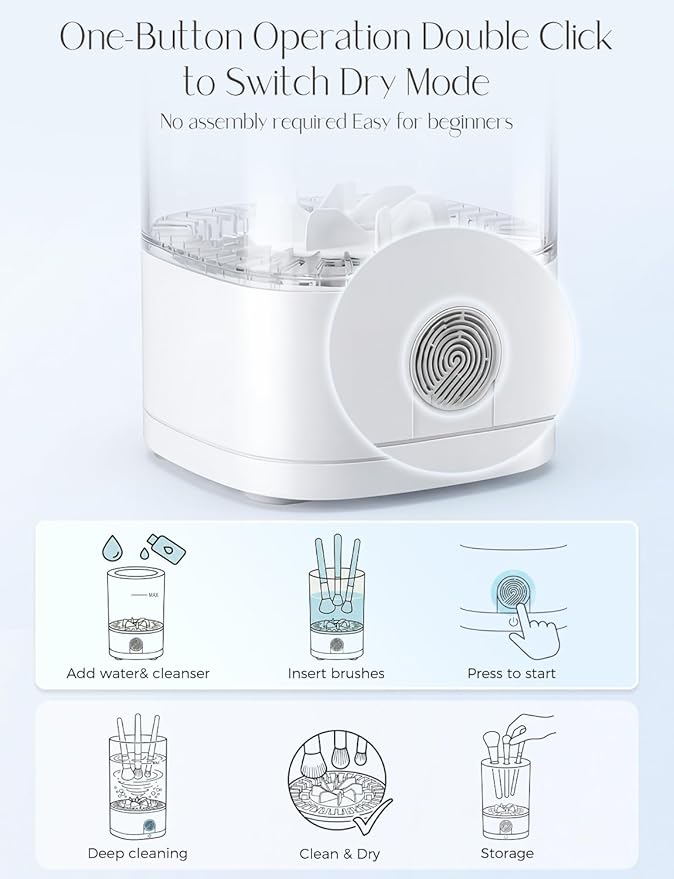 Electric Makeup Brush Cleaner Machine,3 in 1 Makeup Brush Cleanser & Washer,Cleaning Tool,Cosmetic Brushes Cleaners Cleaning For All Size Beauty Makeup Brush Set,Eyeshadow, Blush Brush. (White)