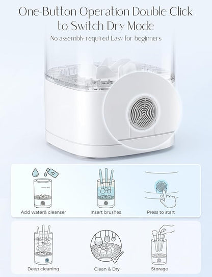 Electric Makeup Brush Cleaner Machine,3 in 1 Makeup Brush Cleanser & Washer,Cleaning Tool,Cosmetic Brushes Cleaners Cleaning For All Size Beauty Makeup Brush Set,Eyeshadow, Blush Brush. (White)