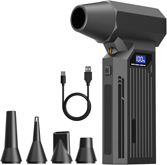 BENJEN Compressed Air Duster-130000RPM Super Power Cordless Air Duster, Rechargeable Brushless Motor Durable Blower, 4-Gear Adjustable Dust Blower for Computer, Keyboard, Outdoor, House and Car