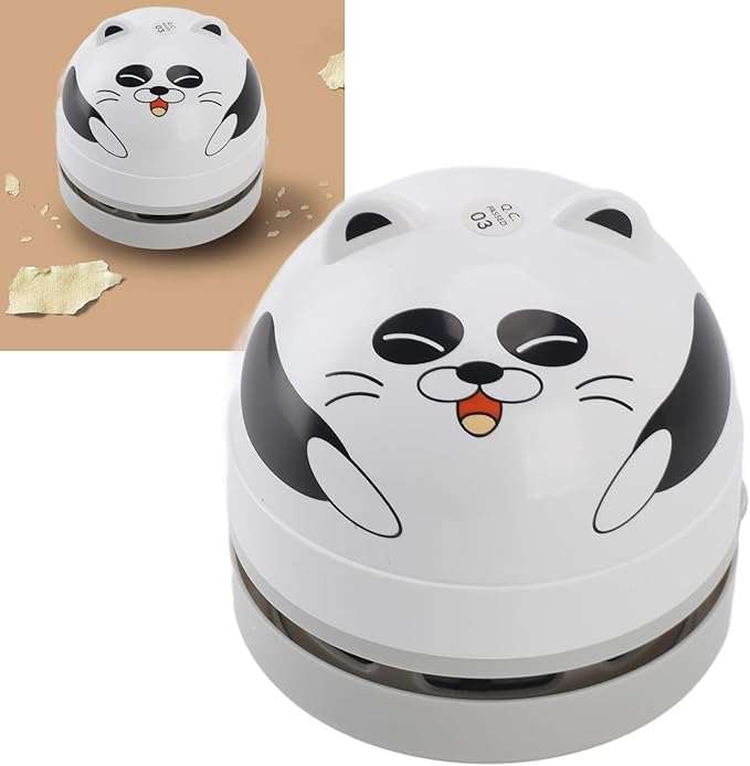 TOPINCN Portable Mini Desk Vacuum, Portable USB Vacuum Cleaner for Desk Mini Cute Cartoon Desktop Vacuum for Cleaning Eraser Crumbs, Dust, Crumbs, Computer, Keyboard (Panda)