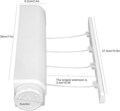 OUKENS Retractable Clothesline, Telescopic 4Rope Heavy Duty 8kg Load Capacity Drying Rack, Wall Mounted - Saving Space with Punch Installation, Indoor Outdoor Use in Balcony Bathroom Apartment Laundry