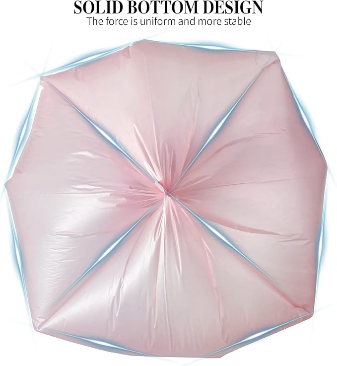 3 Rolls Small Trash Bags - 60 Counts Durable 4 Gallon Small Garbage Bags for home office kitchen Bathroom Bedroom Trash Can liners（Pink）