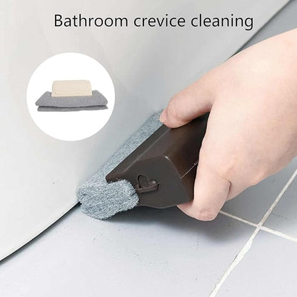 Window Track Cleaner Brush, Handheld Crevice Tool with Thin Head, Deep Cleaning for Window Slides, Door Tracks & Gaps, Removable Washable Pad