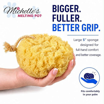 Michelle's Melting Pot Exfoliating Foam Sea Sponge, Natural Feel, Shower Loofah, Bath Sponge, Rich Lather (Set of 3)
