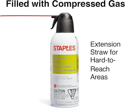 Staples Compressed Air Duster – 10 oz. Cans for Electronics, Keyboards & Office Devices, 2‑Pack