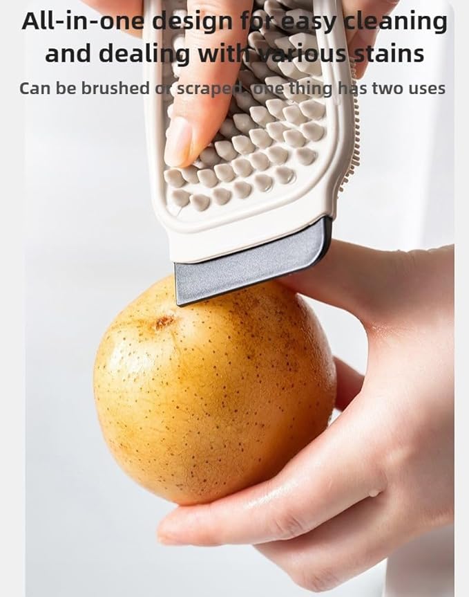 3-in-1 Silicone Dish Sponge-Food-Grade BPA-Free Cleaning Brush with Dual-Sided Comb&Scraper,Hanging Hole for Easy Storage,Fast-Dry Reusable Kitchen Gadget for Dishes/Fruits/Vegetables (Grey 2PCS)