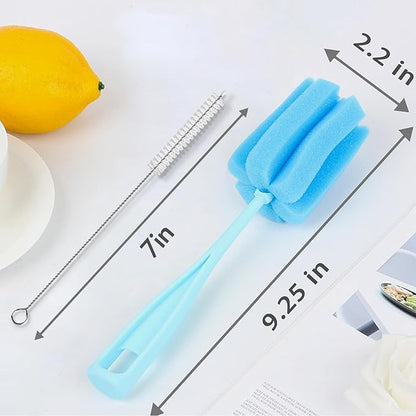 8PCS Bottle Brush Sponge Cup Brush with Straw Brushes Long Handle Cleaner Brush for Baby Bottle Glasswares Mugs Cups Kitchen Clean (4 Bottle Brushes + 4 Straw Brushes)