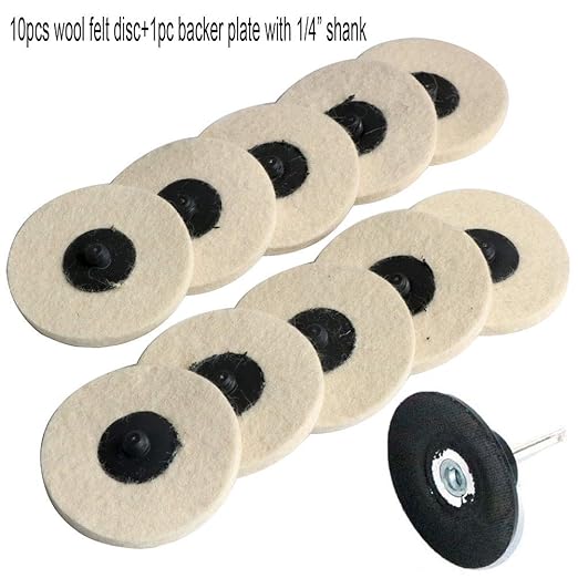 FPPO 3 inch 10pcs Sanding Pad Wool Felt Quick Change Discs,Surface Polishing Buffing Pads Wheel