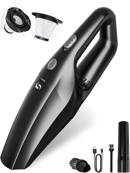 Handheld Vacuum Cordless Car Vacuum Cleaner Portable Rechargeable and Mini with Powerful Suction Includes Washable HEPA Filter and Lightweight for Car Home Office and Pet Hair