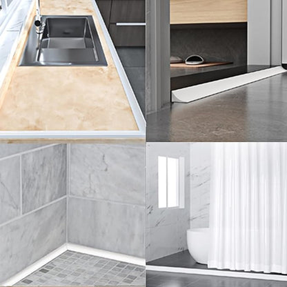39 Inch Silicone Shower Threshold Water Dam, Flexible Water Barrier Strip for Shower Door, Kitchen Sink, Bathroom Countertop & Toilet Edge, Self-Adhesive Splash Guard for Wet Area Protection