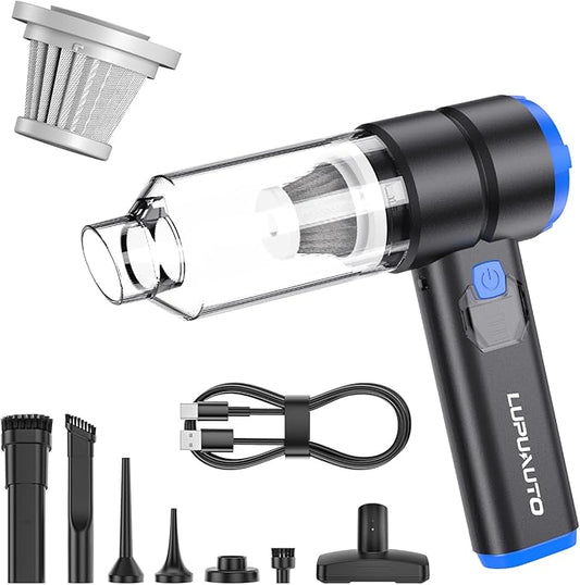 Handheld Car Vacuum Cleaner, 4-in-1 Portable Mini Vacuum with 4 Suction Modes, 21000Pa Cordless Vacuum Cleaner Rechargeable with LED Light, Type-C Charge for Car, Home, Office, Pet Hair, Keyboard