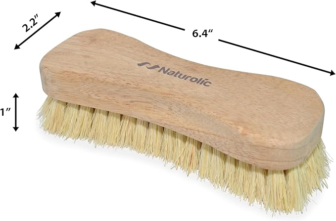 All-Natural Wooden Scrub Brush Set – 12 Pack | Tampico Bristle Scrub Brushes for Cleaning | Soft Floor Scrubber for Tile, Grout, Bathroom, Kitchen & Delicate Surfaces | Commercial Cleaning Supply