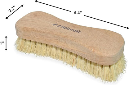 All-Natural Wooden Scrub Brush Set – 12 Pack | Tampico Bristle Scrub Brushes for Cleaning | Soft Floor Scrubber for Tile, Grout, Bathroom, Kitchen & Delicate Surfaces | Commercial Cleaning Supply