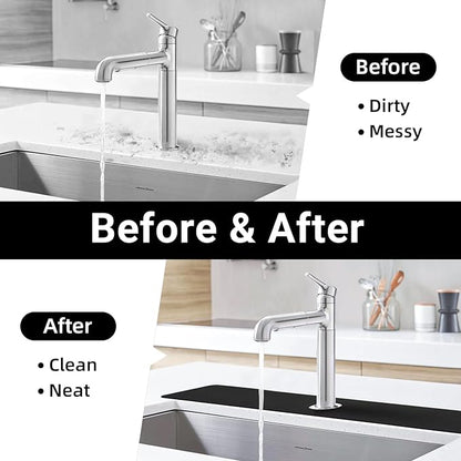 LOPNUR Faucet Mat for Kitchen Sink Cuttable, 29 Inch Extra Long Sink Splash Guard Behind Faucet, Super Absorbent Diatomite Sink Protector Mat, Bathroom Water Splash Guard Fast Dry, Easy to Cut, Black