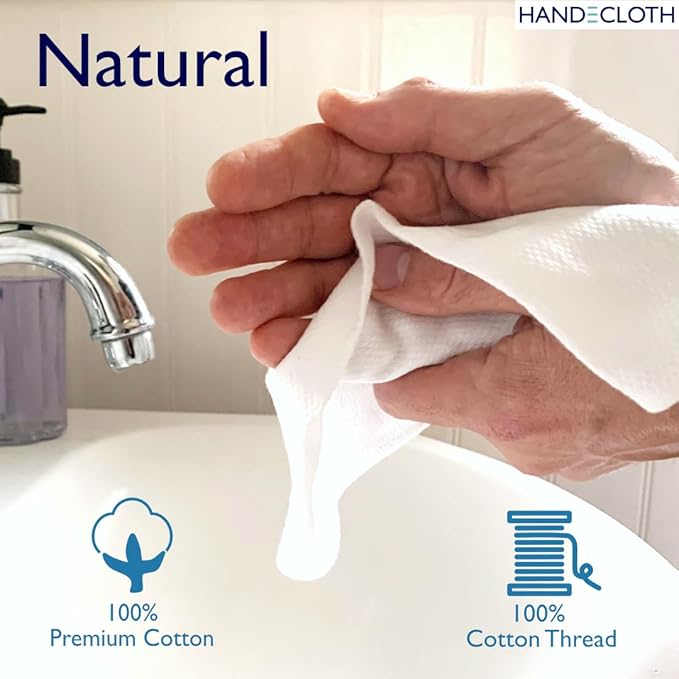 HANDECLOTH Hand Printed Reusable Paper Towels/Lint-Free/Cotton/American Made/Absorbent/Durable/Quality Edges/No Pilling/Machine Washable/Guest Towel (Lemons, 12 Pack)
