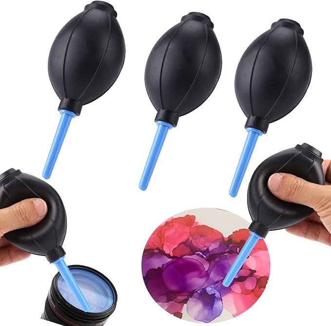 BAOFALI 3 PCS Soft Rubber Alcohol Ink Air Blower Dust Chips Camera Cleaner Craft Arts Painting Drawing Ink Black Blower Pump Hand Held Tool