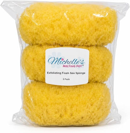 Michelle's Melting Pot Exfoliating Foam Sea Sponge, Natural Feel, Shower Loofah, Bath Sponge, Rich Lather (Set of 3)