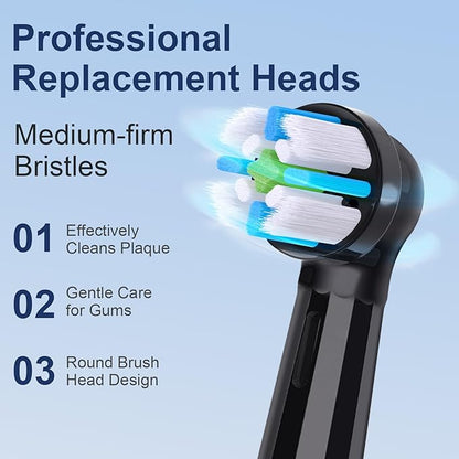 8 Pack IO Brush Head Compatible with Oral B IO 2/3/4/5/6/7/8/9/10/Deep Clean Electric Toothbrush, Replacement Heads Compatible with Oral B IO for Effective Cleaning (Black)