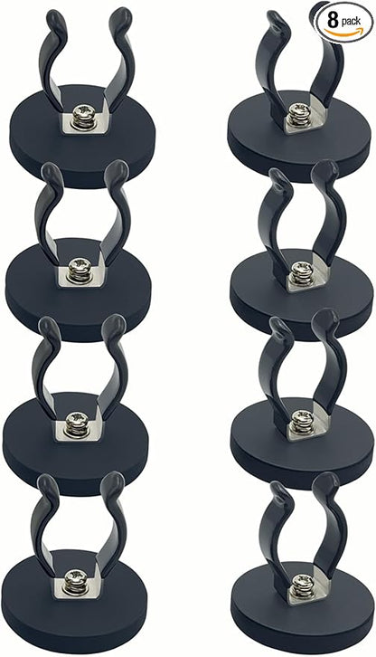 Universal Magnetic Garage Hook, Universal Storage Magnet Utility Tool Holder Anti-Slip Spring Clamp for 0.86-1 in Tools for Garden;Shed;Kitchen;Basement;Garage;RV;Workshop -8 PCS Black