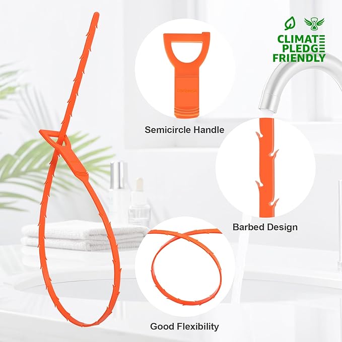Forlivese 25 Inch Drain Snake, 6 Pack Drain Clog Remover,Sink Snake for Sewer Kitchen Sink Bathroom Tub Toilet Clogged Drains Relief Cleaning Tool