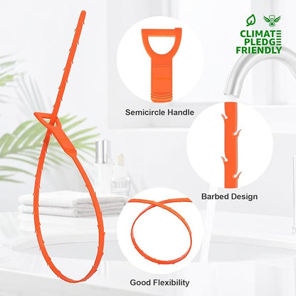 Forlivese 25 Inch Drain Snake, 6 Pack Drain Clog Remover,Sink Snake for Sewer Kitchen Sink Bathroom Tub Toilet Clogged Drains Relief Cleaning Tool