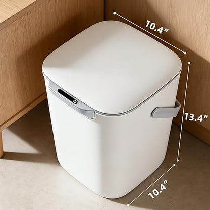 4 Gal Trash Can with Lid,Motion Sensor Trash Bin, Automatic Touchless Garbage Can,Odor Control, 15 Liter White Wastebasket Bin for livingroom,Bedrooms,Bathrooms,Office,Kitchens.