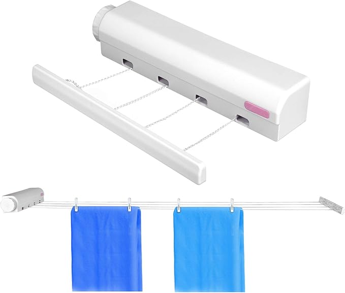Retractable Clothesline Kit, Modern Simple Telescopic Retractable Clothesline Clothes Drying Rope Hanger Flexible Clothesline for Indoor Outdoor Kitchen Bathroom Balcony Supplies