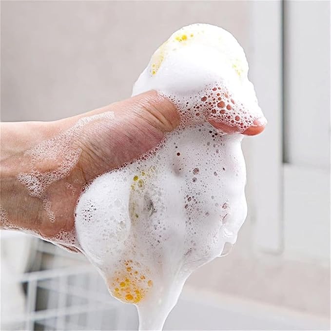 Dual-Sided Dishwashing Reusable Sponge for Kitchen Round Non-Scratch Scrub Sponges for Dishes, Pots and Pans 5 Pack