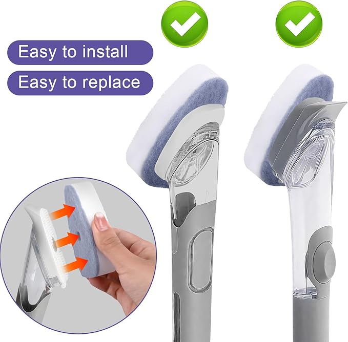 14pcs Dish Wand Sponge Refills, Non-Scratch Washing Up Wand Replacement Heads Durable Scrubber Pads for Kitchen Stovetop Grills Bathroom Cleaning (Sponge Heads Only)
