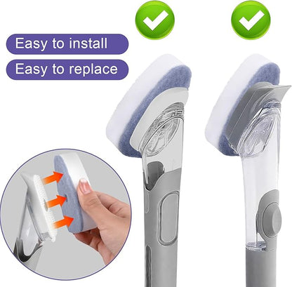 14pcs Dish Wand Sponge Refills, Non-Scratch Washing Up Wand Replacement Heads Durable Scrubber Pads for Kitchen Stovetop Grills Bathroom Cleaning (Sponge Heads Only)