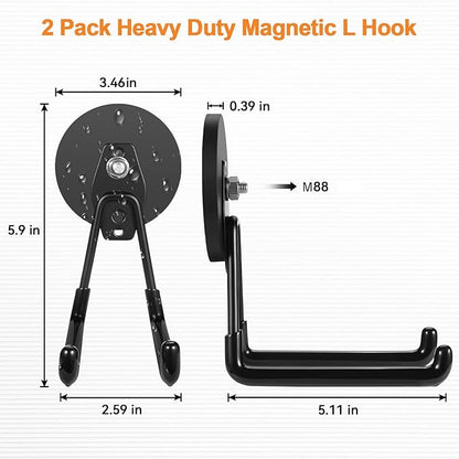 ENUODA Strong Magnetic Hooks Heavy Duty Large Magnet Garage Hooks Storage Hook Utility Magnet Tool Holder for Metal Cabinet, Pegboard, Shelve, Tool Chest, Shovel, Broom, Garden Tools, 2PCS