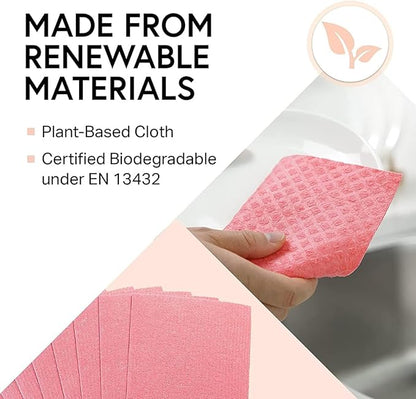 Swedish Dishcloths for Kitchen | 6 Pack Floral Reusable Paper Towels Washable | Swedish Dish Towels | Non-Scratch Cellulose Sponge Cloths | No Odor, Biodegradable Cleaning Cloths, Mixed